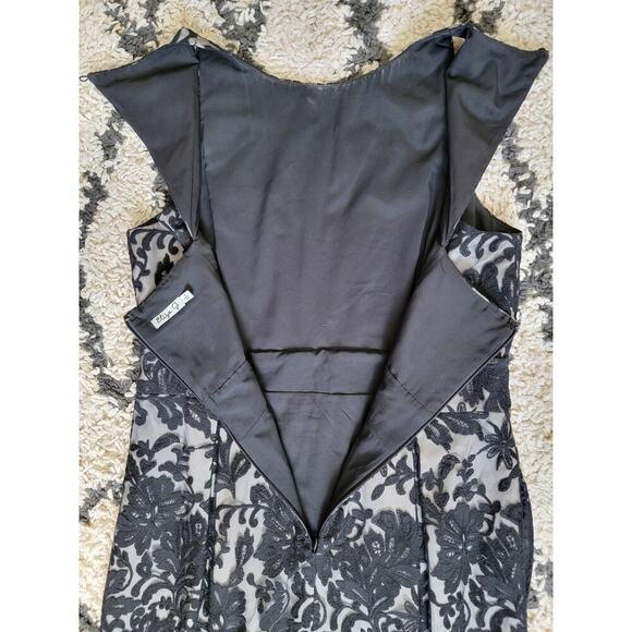 Eliza J Little Black Lace Overlay Cutout Pleated Sheath Cocktail Dress Size 14 - Picture 8 of 9